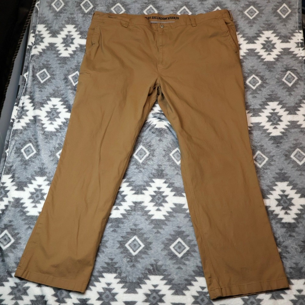 Duluth Trading Co Flex Ballroom Khakis 48x34 Relaxed Fit Brown Cotton Spandex